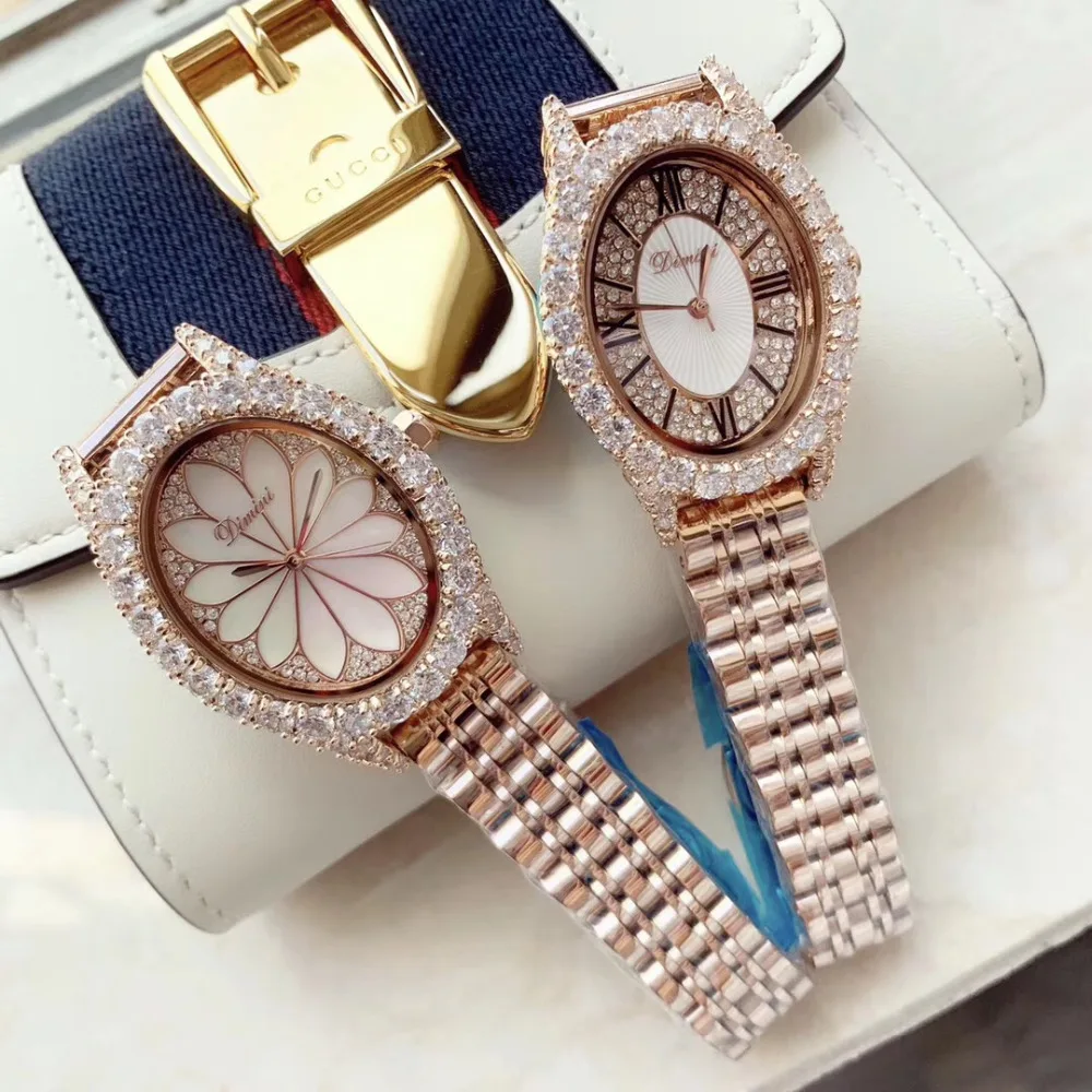 Новый дизайнер для женщин ювелирные изделия со стразами часы Винтаж овальные модные наручные часы натуральный в виде ракушки часы «Лотос»