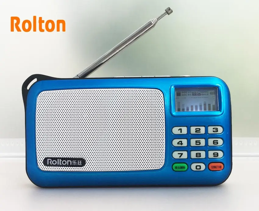 Rolton W505 MP3 WMA WA плеер мини портативные радио колонки FM радио с ЖК-экраном Поддержка TF карты воспроизведение музыки светодиодный фонарик - Цвет: Blue