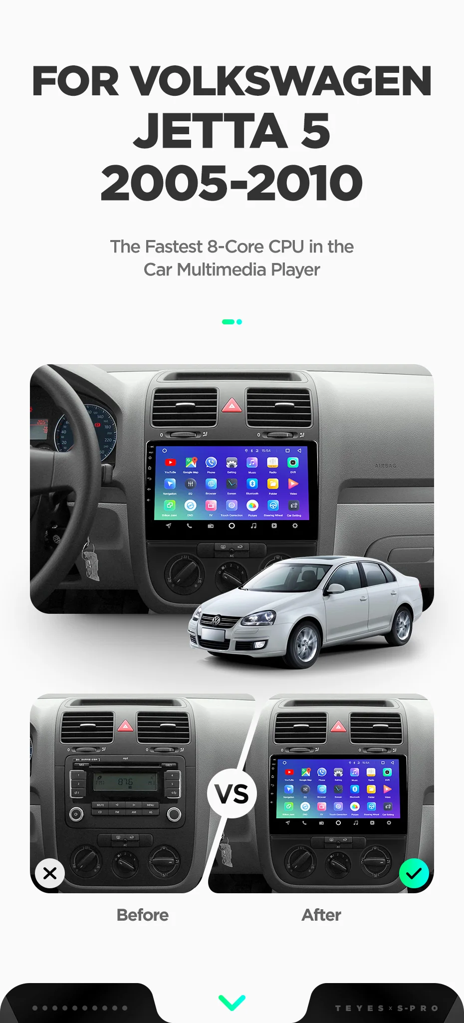 Cheap TEYES SPRO For Volkswagen Jetta 5 2005 2006 2007 2008 2009 2010 Car Radio Multimedia Video Player Navigation GPS Android 8.1 5