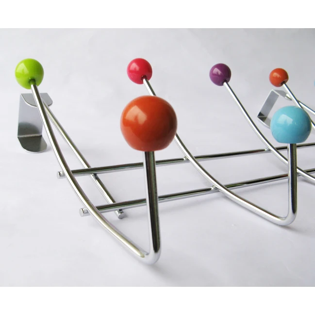 

10 HOOK MULTI COLOUR OVER THE DOOR CLOTHES COAT HANGER RACK CHROME HANGERS