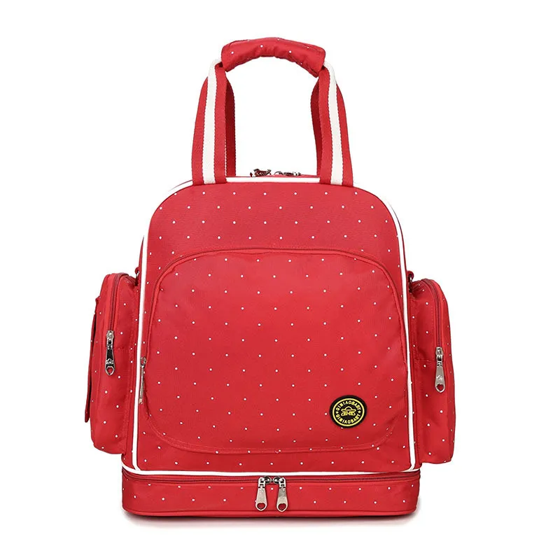 Baby Diaper Bag Waterproof Changing Nappy Multifunctional Mommy StrollerLarge Capacity Baby Care dad Travel Backpack - Цвет: red dots