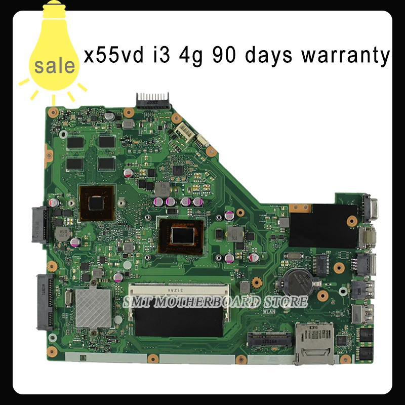 For ASUS X55VDR motherboard 4G font b RAM b font i3 cpu rev3 1 100 tested
