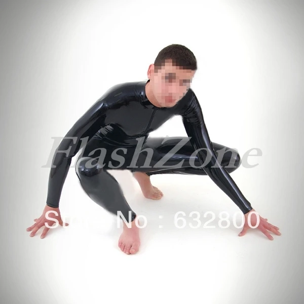 

High-quality men latex straitjacket suit with front zip to back waist