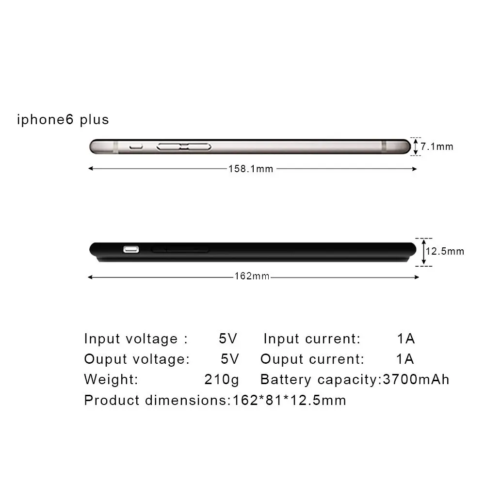 Чехол для внешнего зарядного устройства для iPhone 6, 6s, 6plus, 2500/3700 мА/ч, резервный пакет, портативный внешний аккумулятор, ультра тонкий чехол для зарядного устройства
