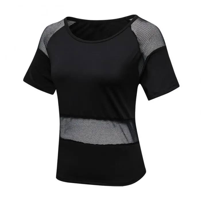 Новая женская спортивная одежда быстросохнущая дышащая сетка свободные топы Для Йоги LMH66