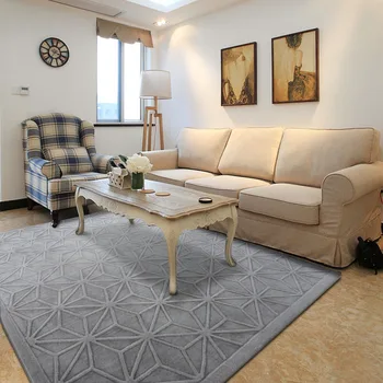 

ALITEXTILEBTOC Plus Size Carpet For Home 100% Acrylic Texture Gray Prismatic Lattice Style Non-slip Parlor Bedroom Carpet