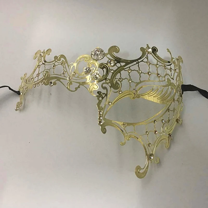 Мужской женский фантомный золотой череп Венецианский металлический маскарадный костюм для вечеринки маска лазерная резка Хэллоуин Выпускной Косплей свадебные бальные маски