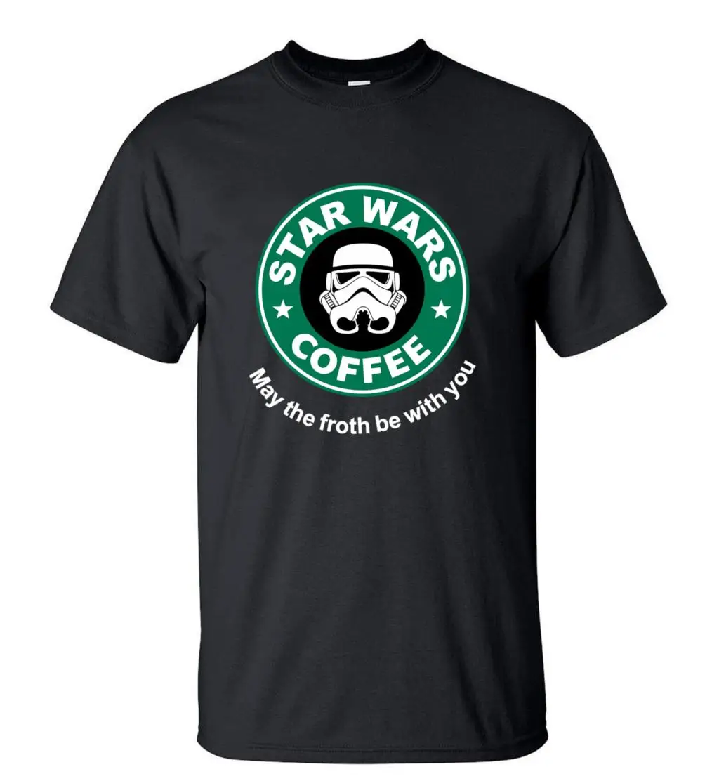 2016 новое поступление красивые Звездные войны футболка смешной кофе Футболка с принтом Для мужчин; короткий рукав o-образным вырезом