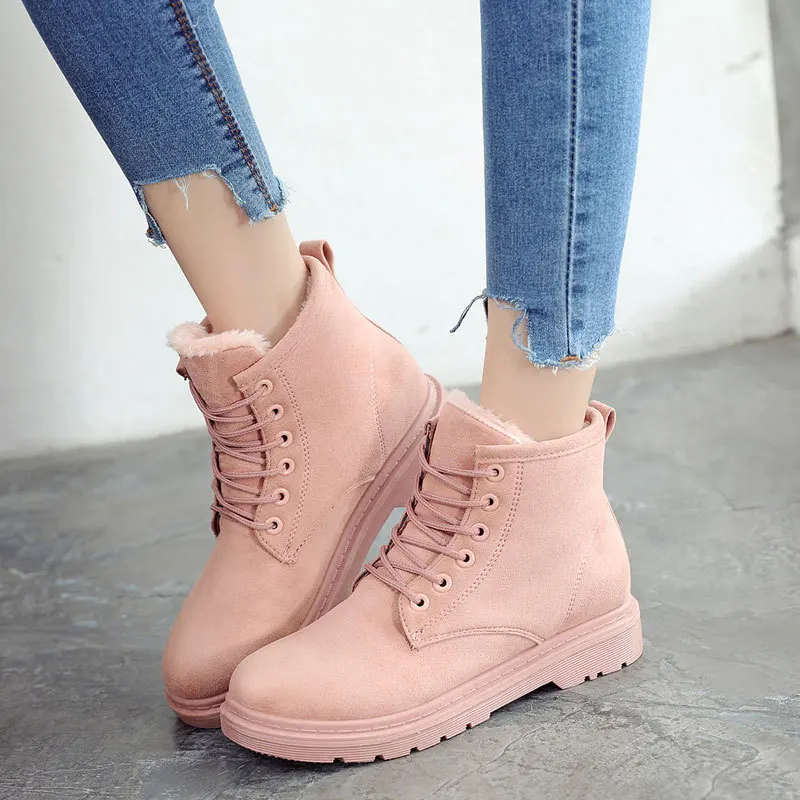 Boots Women 2019 Casual Ankel Boots For Women Lace Up Ladies Shoes Plush Snow Boots Bota Feminina fgb789