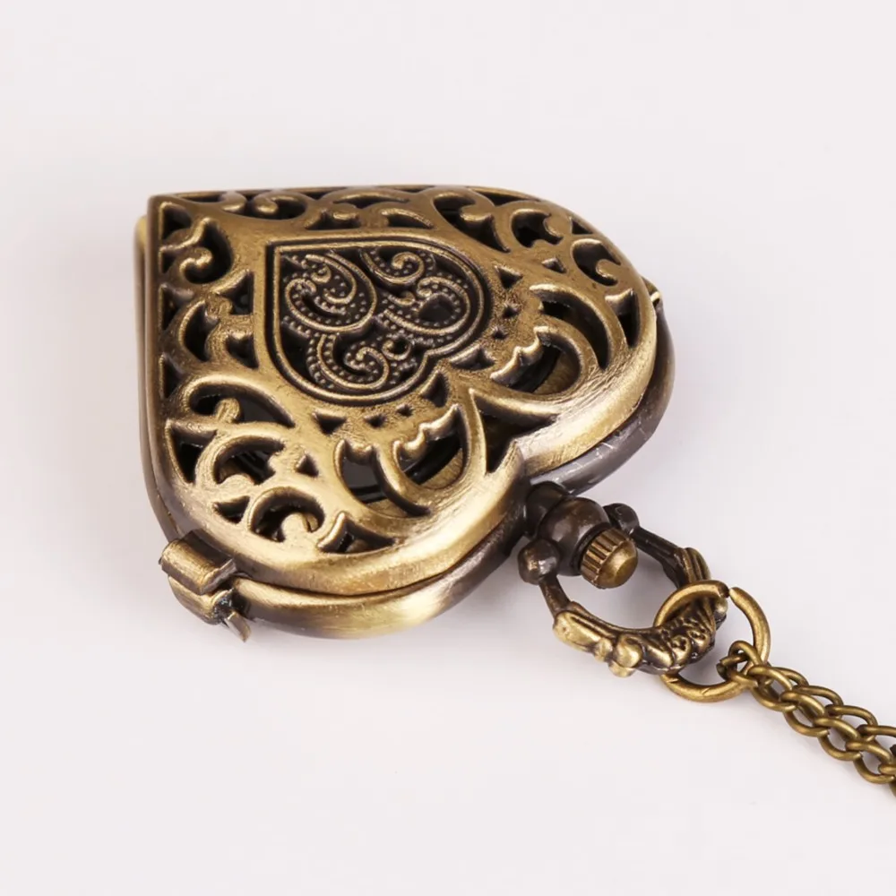 Винтаж бронза Для женщин Цепочки и ожерелья кварцевые карманные часы Подвеска Сеть стимпанк