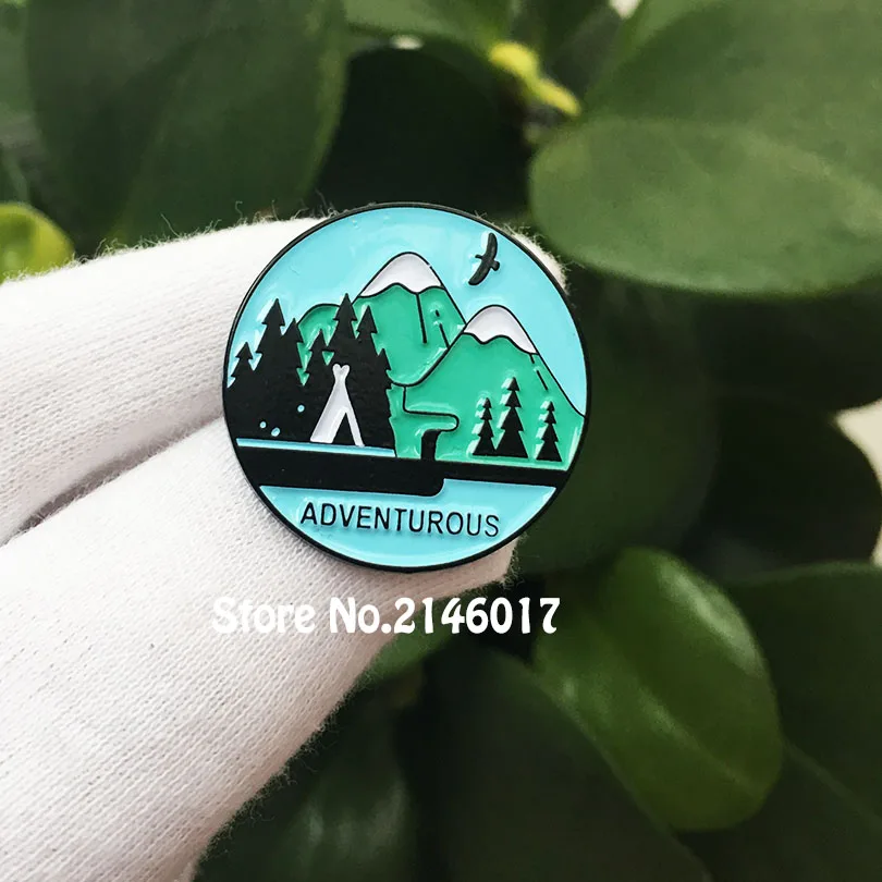 

Adventure Awaits Mountains Enamel Pin Adventurous Hiking Lapel Pins Pinback Wilderness Explorer Badge Outdoorsy Camping Brooch