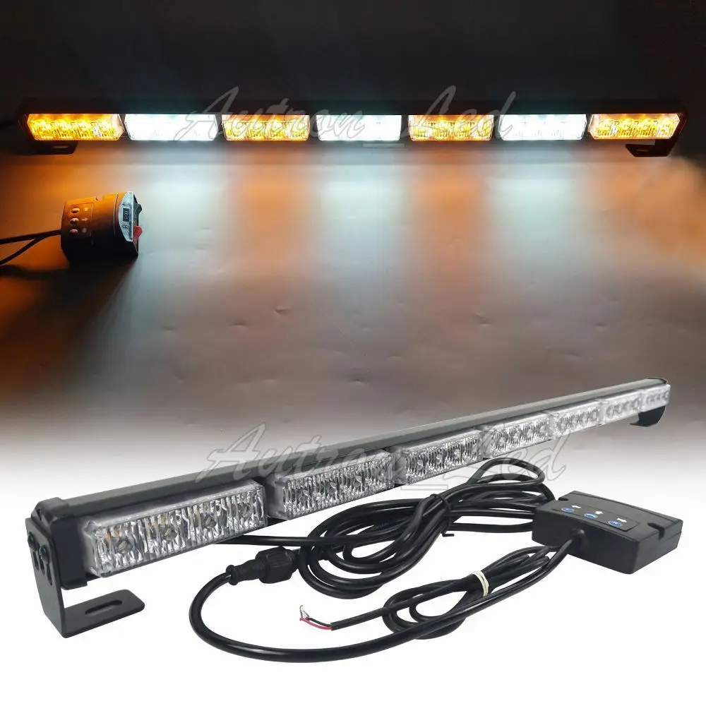

29.5" Amber White LED Emergency Warning Traffic Adviser Response Strobe Lightbar