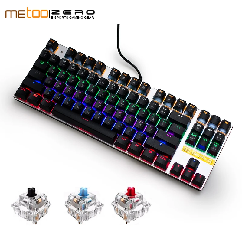 Metoo Mechanical Keyboard 87 104 Anti ghosting Blue Black Red Switch LED Backlit wired Gaming Keyboard