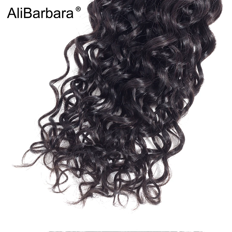 AliBarbara Hair Brazilian Water Wave Human Hair Bundles With Frontal Closure 3pcs Hair Weave 13X4 lace frontal with baby hair
