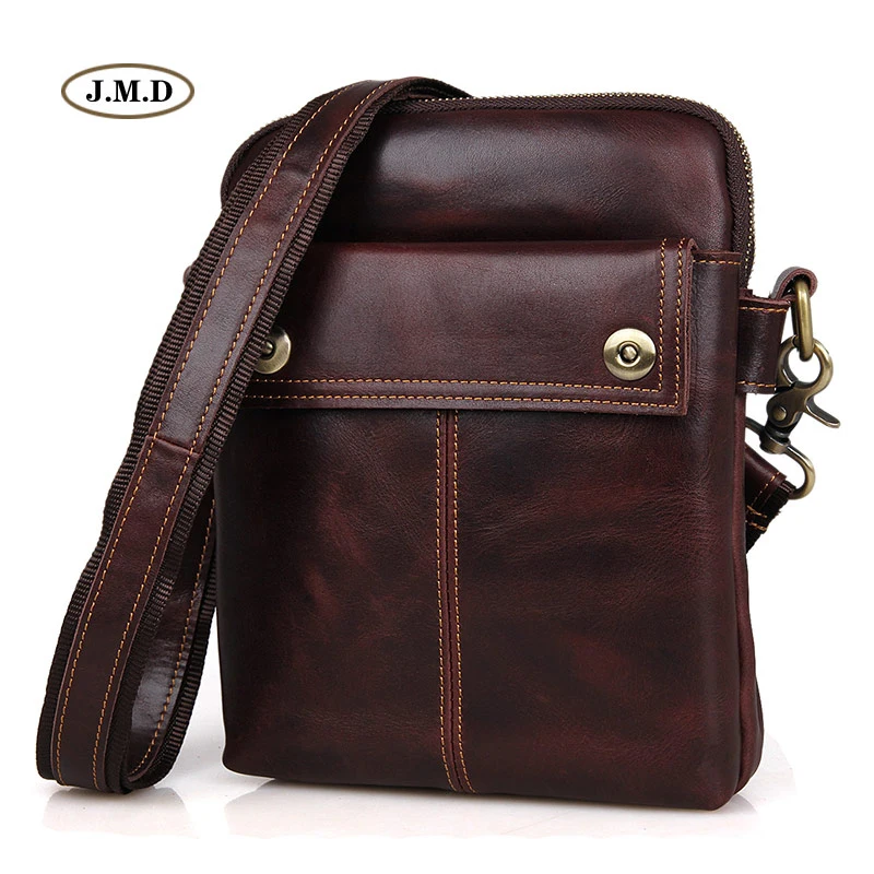 

J.M.D Famous Brand Genuine Cow Leather Brown Fashion Business Shoulder Bag Messenger Bag Men's Crossbody Bag Portable Bag 1002X