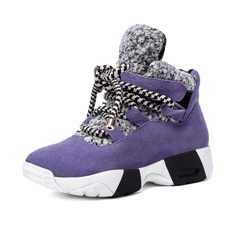 

Winter Snow Boots Ladies Sneakers Leather Turning Thick Velvet Inner Short Barrel Platform Boots Plus Size Shoes Ankle Boots