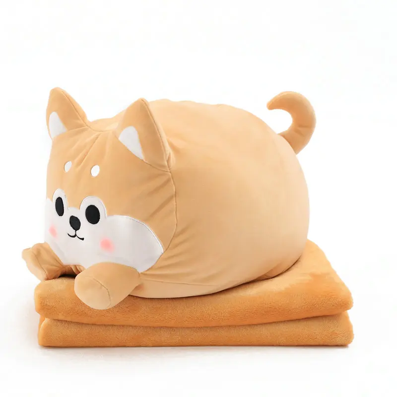 Милая плюшевая игрушка в форме собаки Шиба ину, мягкая подушка в форме животного, 2 в 1, подушка с одеялом внутри, подарок на день рождения, детская игрушка