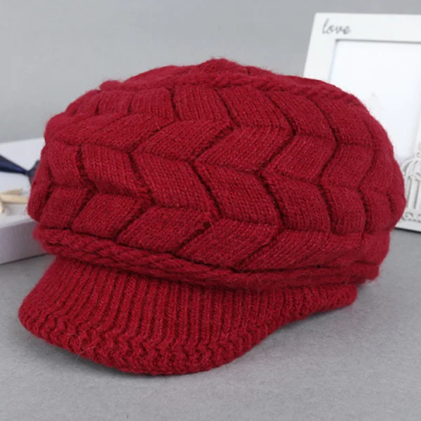 Xlamulu женская зимняя вязаная шапка Skullies, Женская Зимняя кепка, женская шапка для девочек, шапка, женская шапка Snapback Beanie, s - Цвет: wine red