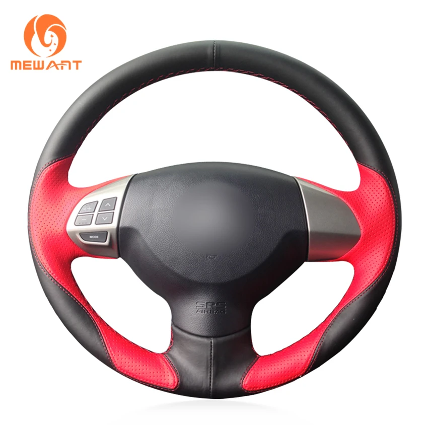Buy MEWANT Black Red Leather Steering Wheel Cover for