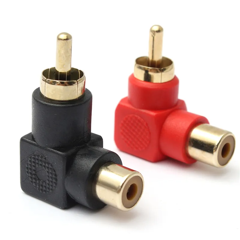 2Pcs 90 Degree RCA Right Angle Connector Plug Adapters Male To Female M