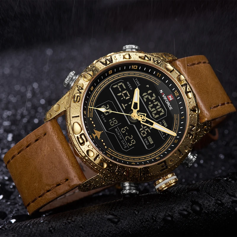  Men Watches NAVIFORCE Top Brand Luxury Leather Sports Wrist Watch Men Waterproof Military Quartz Di