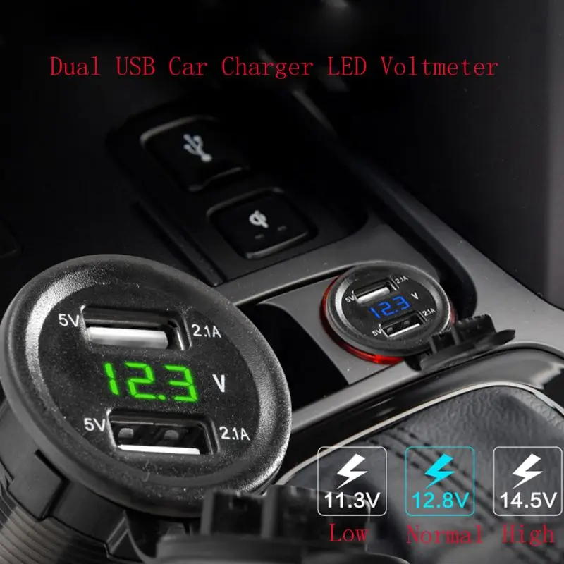 12 V-24 V Dual USB Автомобильное зарядное устройство 5V 2.1A автомобиля Зарядное устройство Мощность адаптер светодиодный вольтметр Для автомобилей Грузовик Лодка