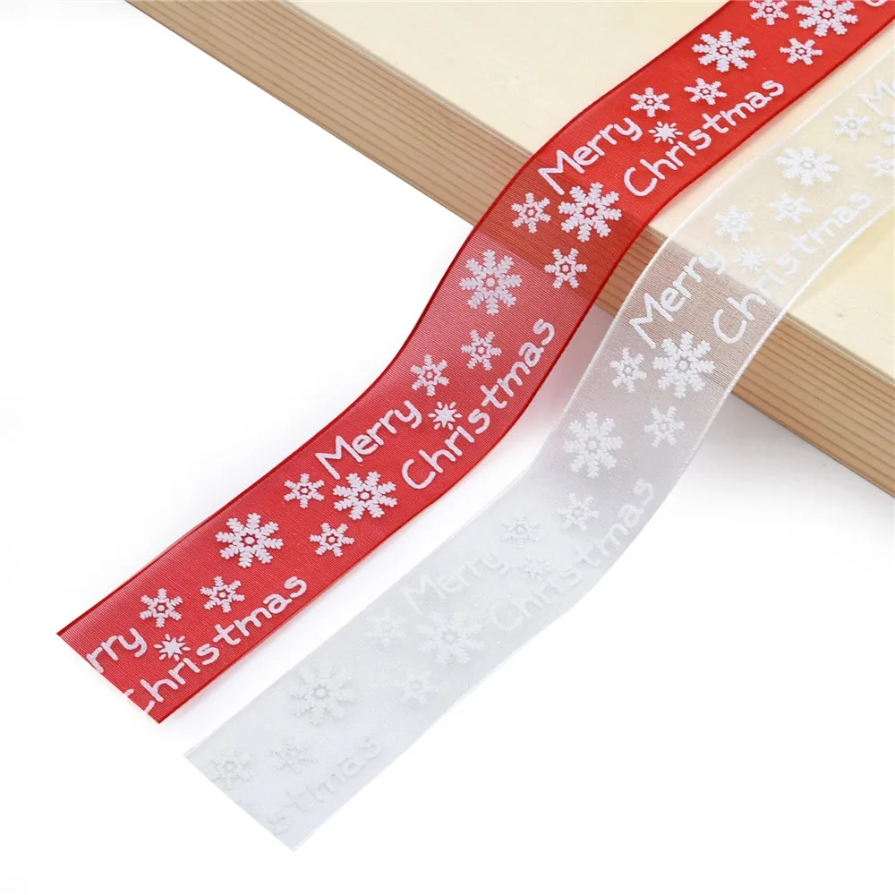 

20Meters/Roll 25mm Christmas printed ribbon handmade wedding Decorative DIY grosgrain satin ribbon Gifts Card Wrapping Supplies