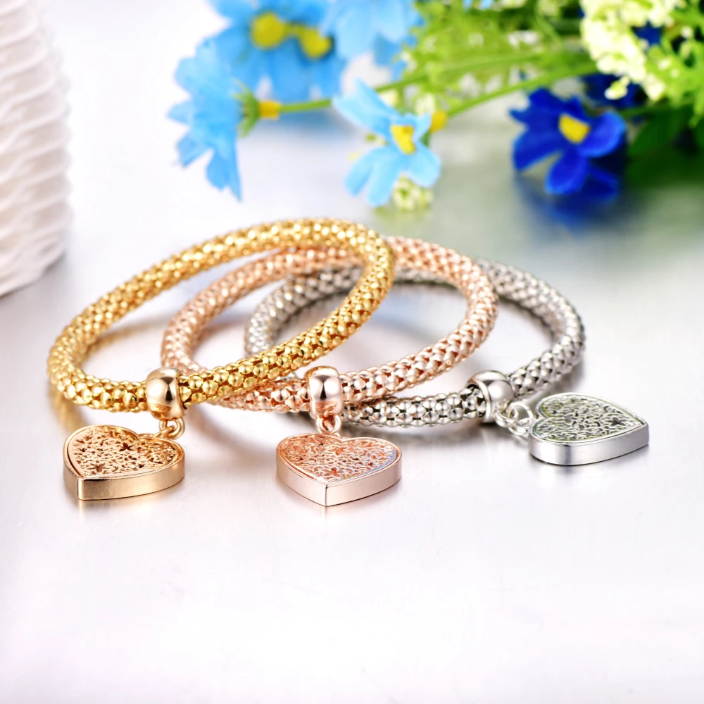 Handmade Love Heart Charm Bracelets For Women Couple Gold Crystal charm Bracelets & Bangles Beautiful Jewelry B146