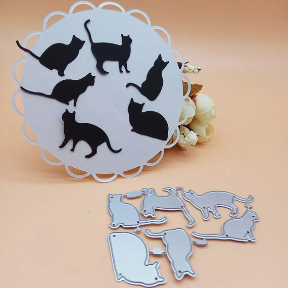

DIY Metal Cutting Dies Embossing Stencil Cat Family Set Die Craft For DIY Cards Album Book Scrapbooking Decoration