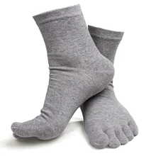 Мужские дышащие носки с отдельными пятью пальцами ног одноцветные хлопковые носки Длинные Носки