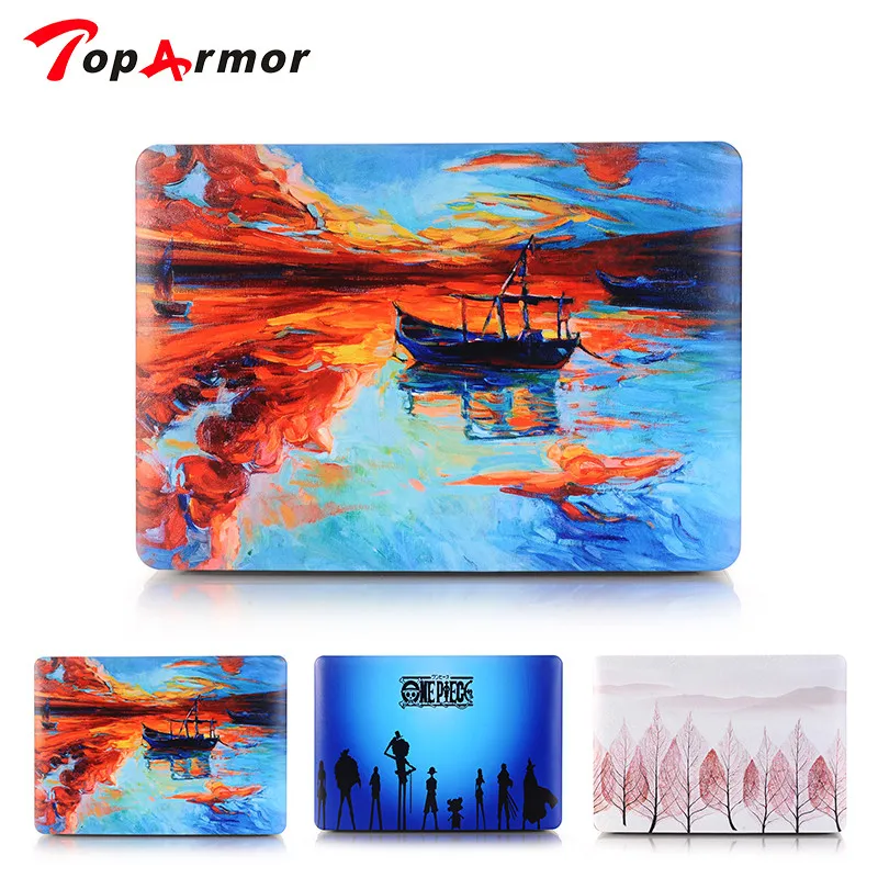 TopArmor Flower Map Color Pattern Hard Case Cover For Apple Macbook Air 11 13 Pro 13 15 Retina 12 13 15 inch Protector Shell bag