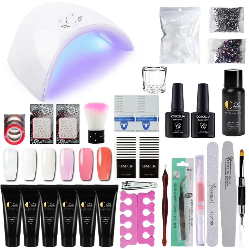 

Manicure Set 36W UV LED Lamp For Nail Art Kit 6pcs Acrylic Extension Builder Poly Gel Set Polish Nail Kit Tools Set For Manicure