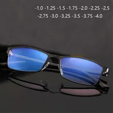 Анти-синий светильник очки для близорукости с градусом TR90 мужские классические деловые квадратные близорукие очки-1,0-1,25-1,5 до-4,0