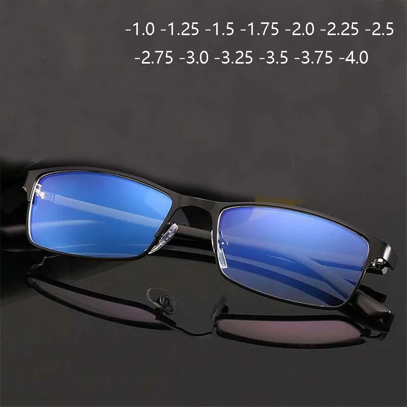 

Anti-Blue Light Myopia Eyeglasses With Degree TR90 Men Classic Business Square Short-sighted Glasses -1.0 -1.25 -1.5 To -4.0