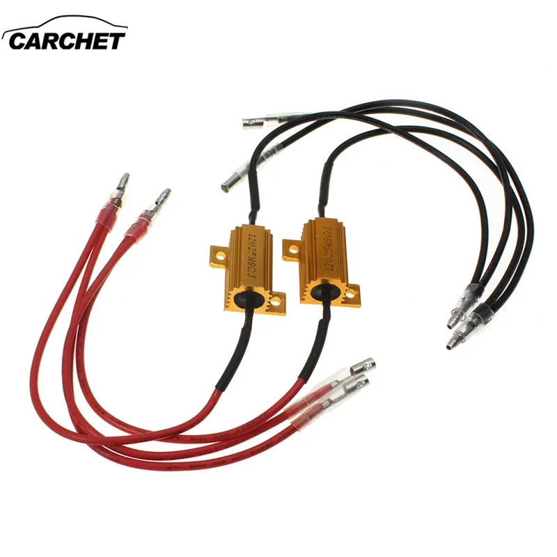 

CARCHET 2pcs 25W 8ohm Resistors LED Flash Rate Turn Signals Light Indicator Controllers Brake Running Motorcycle DRL Resistor