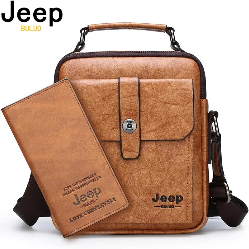 Мужская модная сумка из спилка jeep buluo оранжевая для документов заплечная