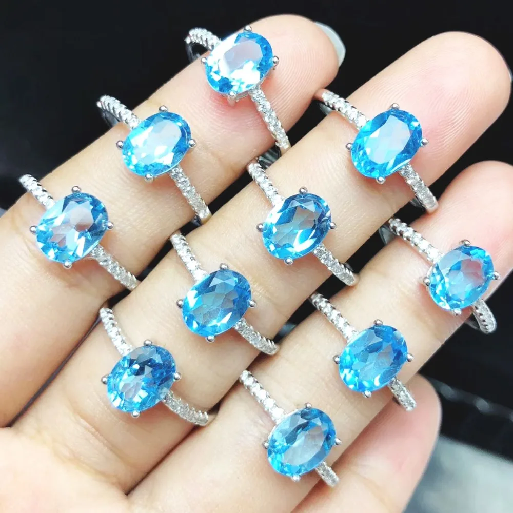 COOL BLUE TOPAZ BLUE OPAL 925 STERLING SILVER RING SIZE 7