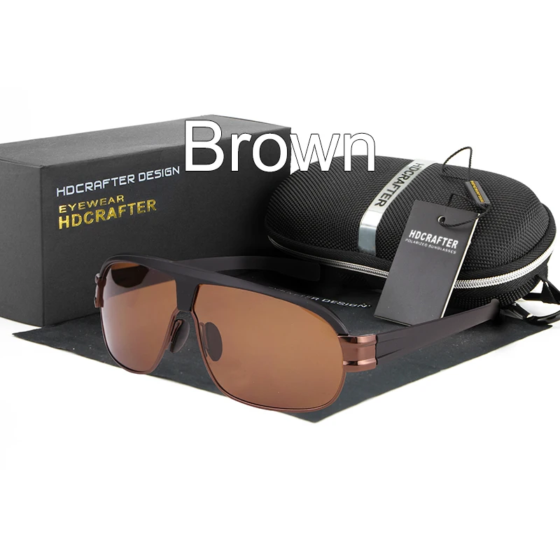 Новые Модные поляризованные солнцезащитные очки HDCRAFTER бренд Aviador солнцезащитные очки для вождения солнцезащитные очки для мужчин oculos de sol masculino - Цвет линз: Коричневый
