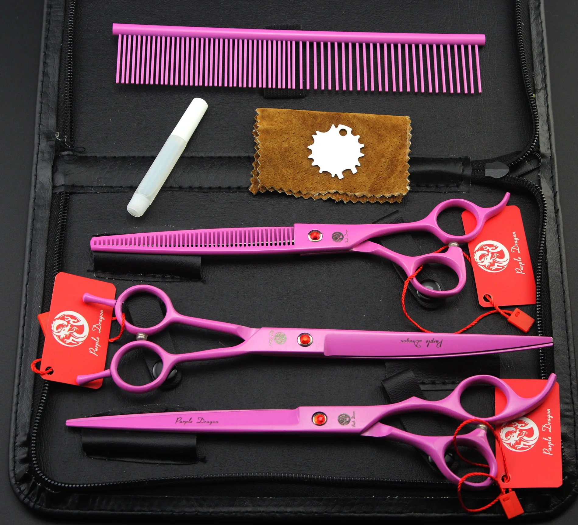 

3Pcs/set 8.0Inch JP440C Professional Pink Pet Grooming Scissors Painted Shears