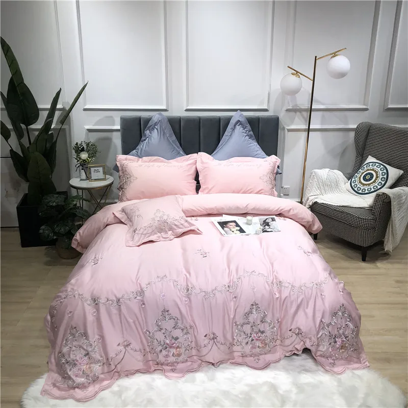 Little Daisy embroidery Bedding Sets girls Beddingset egyptian cotton Bed Linen Duvet Cover Bed Sheet Pillowcase/bed Sets 4/7pcs