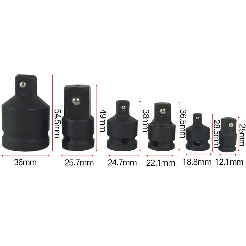 

Adapter Reducer Socket Sleeve Converter Connecting Rod Set Pneumatic Air Impact Tool Drive Socket Adapter Converter 6PCS