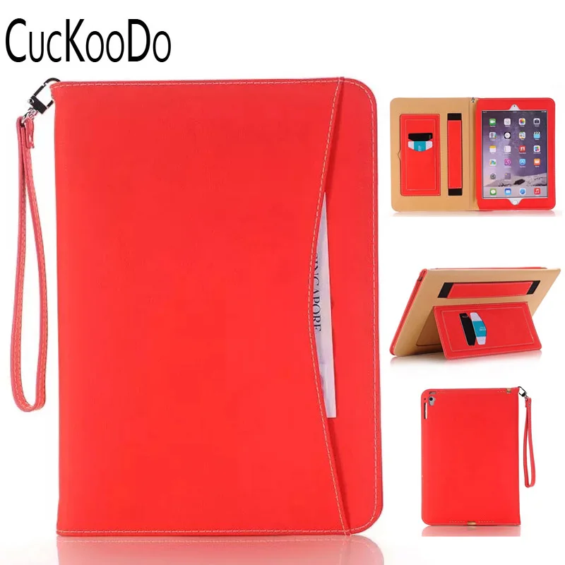 

CucKooDo 100Pcs Premium PU Leather Folio Case with Card Slots, Note Holder, Hand Strap for iPad Pro 9.7 inch 2016 Release