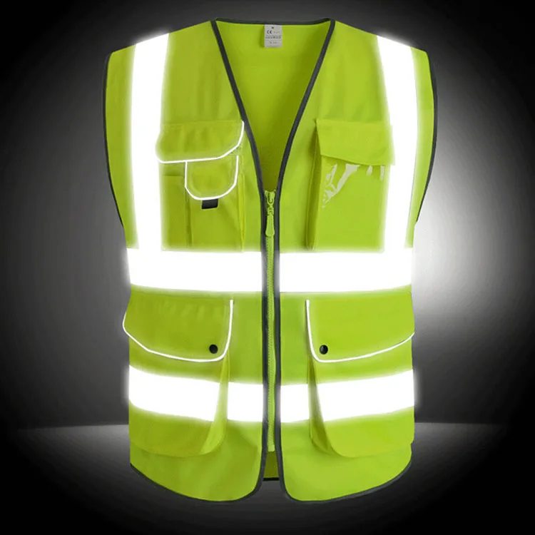 CCGK Reflective Vest High Visibility Safety Clothing Multi pockets Fluorescent Clothes For Outdoor Working Running Cycling Sport (1)