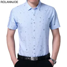 R.n.j. Крошечные Продукты Печать Формальные рубашки мужская одежда короткий рукав мужские платья повседневные тонкие рубашки подходят для мужчин