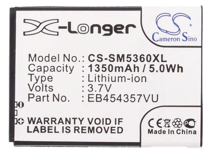 Аккумулятор Cameron Sino 1350 мАч EB454357VU для Samsung B5330 B5330L B5510 B7810 S5300 S5301 S5310 S5312 S5360 S5368 S5380