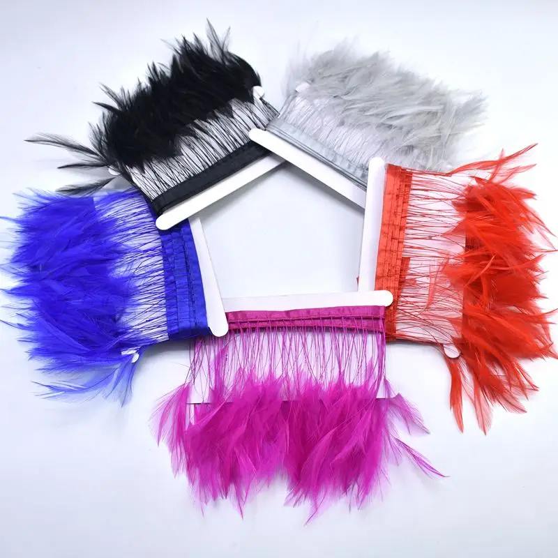 

2Meters Natural Rooster tail Feather Trims Fringe 4-6inches DIY feathers Ribbon plumes Sewing Carnival dress Clothing decoration