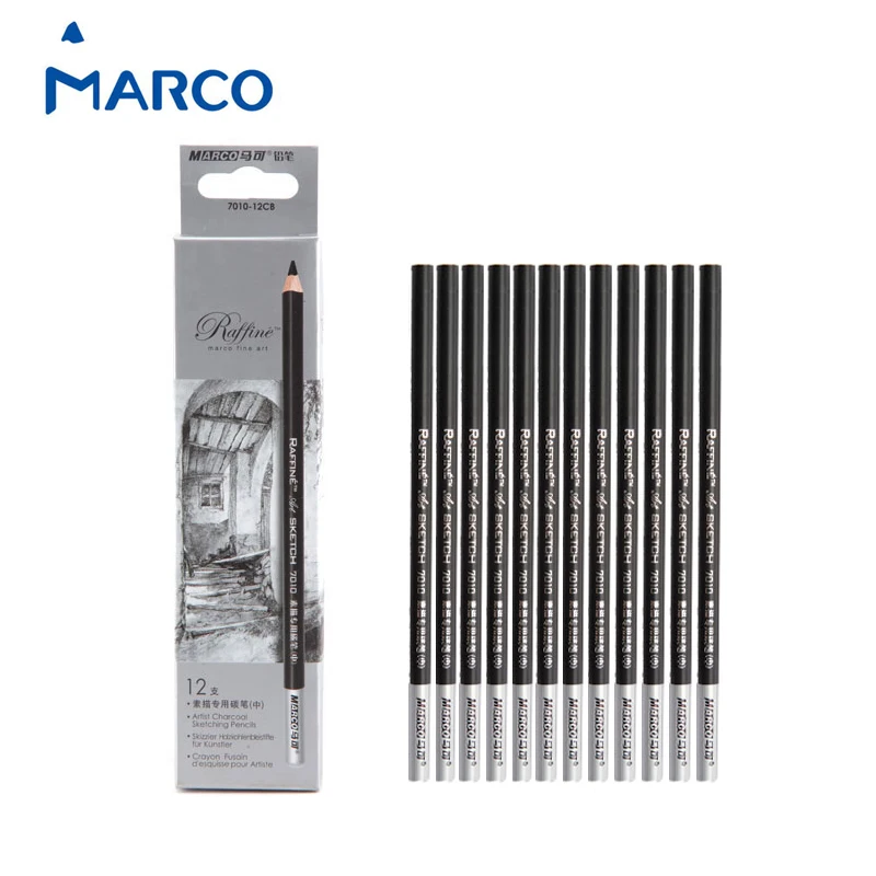 

Marco 12Pcs Artist Profession Non-toxic Wooden Charcoal Sketch Pencil Set For Sketching Drawing Painting Pencils Art Supplies
