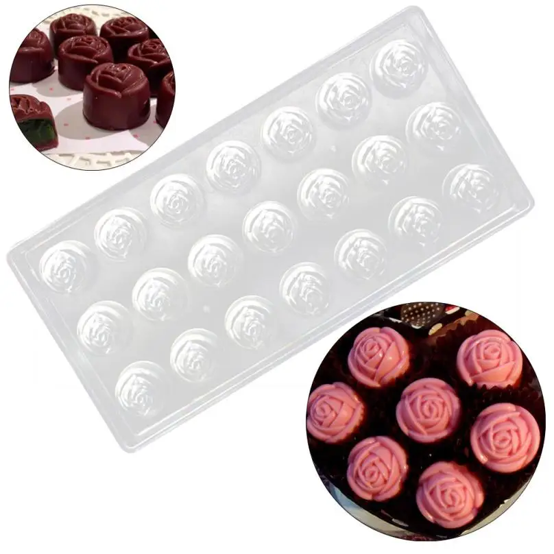 Clear Chocolate molds plastic Hard Plastic Rose Shaped Polycarbonate PC