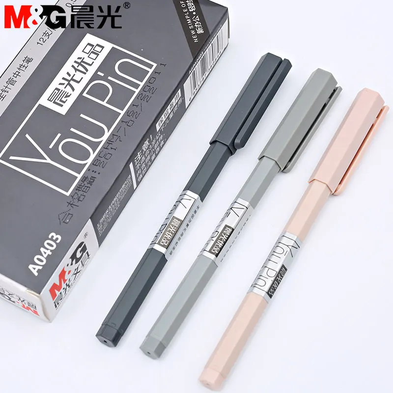 

12PCS/BOX Excellent Gel pen Ink Roller Ball Pen 0.5 mm Full Needle Pen Office Students with Solid Black Pen