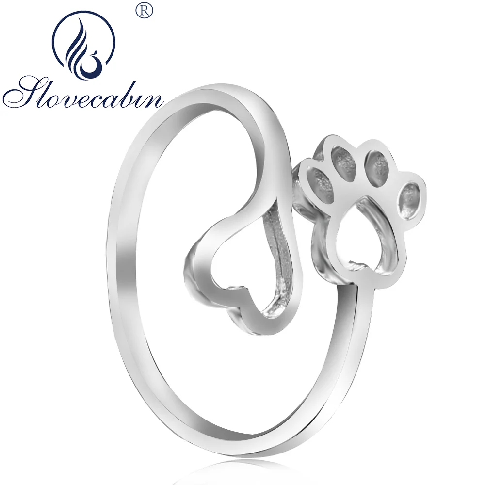 

Slovecabin Compatible With Luxury Brand Jewelry Original 925 Sterling Silver Dog Paw Finger Rings For Women Bijoux Fine Jewelry